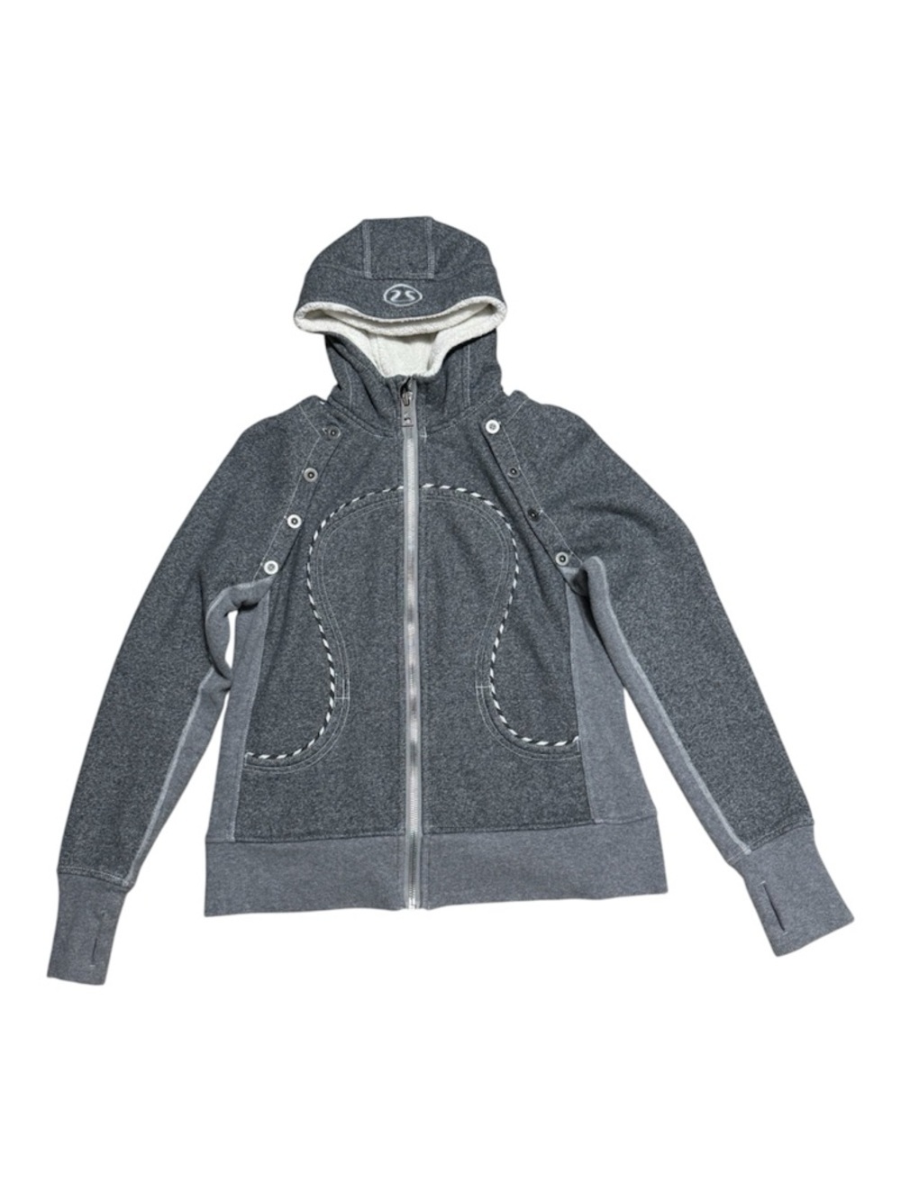 002 LULULEMON Special Edition Women's Detachable Sleeve Scuba Jacket, Grey Sz 12